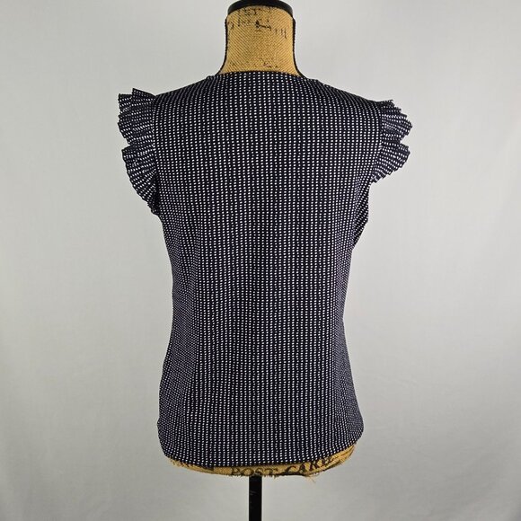 Adrianna Papell Polka Dot V‑Neck Top Women’s S Romantic Feminine Preppy Office - Picture 3 of 10